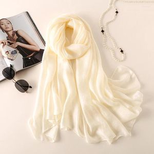 Halsdukar kvinnor mode halsduk vanlig solid silk linneskalmar sommar lady bandanas foulard hijab