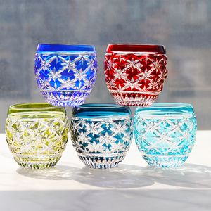 タンブラー日本の江戸キリコカラークリスタルSガラス酒カップ