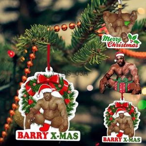 Juldekorationer 2023 Wood Meme Ornament roliga Barry Santa Christmas Pendants Decorations For Christmas Trees Dörrar Windows For Party YQ231113