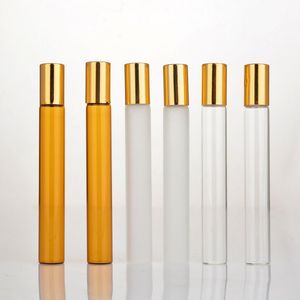 Esansiyel Yağlar İçin Silindir Şişelerinde 10ml Rulo Roll-On Roll-On Dolunabilen Parfüm Şişesi Deodorant Kapları Altın Kapak F20172257