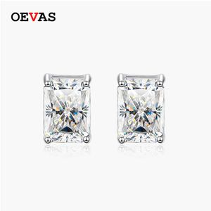 Stud Oevas Classic % 925 STERLING Gümüş Gerçek Moissanit Taş Beyaz Altın Küpe Kulak Saplama Kadınlar için Güzel Takı Toptan P230411