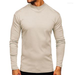 Mäns T-skjortor Autumn och Winter Men's Inner Take Thick Long Sleeve T-shirt High Neck Solid Color Leggings