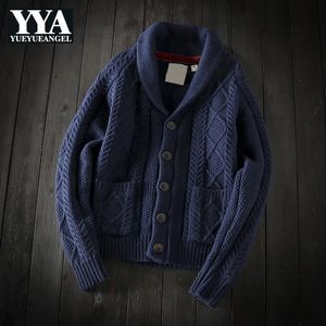 Herrtröjor vinter män ull cardigan raglan ärmar lapel enkelbröst tröja fickor koreansk stil förtjockning casual stick jackor 231113