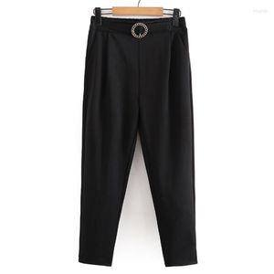 Pantaloni Abito taglie forti Donna 2023 Moda primavera Anello Decorazione Stretch Slim Lunghezza caviglia Matita Abiti curvi oversize