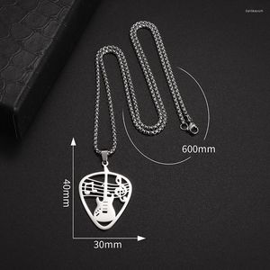 Pendant Necklaces Men Ladies Fashion Heart Shape Stainless Steel Guitar Music Note Symbol Necklace Hip Hop Rock Punk Jewelry Gift