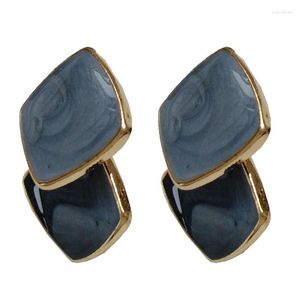 Backs Ohrringe Ins Blue Geometry Square Slice Ears Clip Ohne Piercing Women Double Rhombus On Earring No Pierced