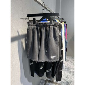 Balencaigaly Balencigaly Designer broderade shorts för och tvättade Paris -band stekt lösa män shorts kvinnor