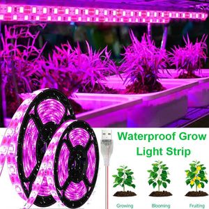 Grow Lights 10m USB LED-striptlampor Full Spectrum DC 5V 1-5M Växtljus odla LED-strip Phyto-lampan för vegetabilisk blommplantor Grow Tent P230413