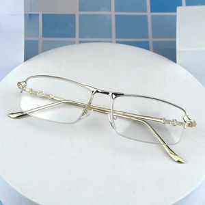 Sunglasses Fashion Metal Frame Presbyopia Glasses Unisex Business Half Anti Blue Light Reading Men's Long Range Mirror Gafas