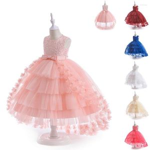 Girl Dresses Kids Sleeveless Bow Dress Embroidery Beading Sequined Tulle Layered Birthday Party Formal Princess Girls Ball Gown