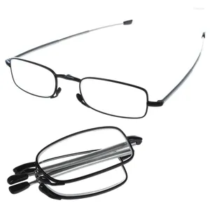 Sonnenbrille, tragbar, 2 Paar kompakte faltbare Lesebrille mit Mini-Flip-Top-Tragetasche für modische Männer und Frauen, Rotationsbrille