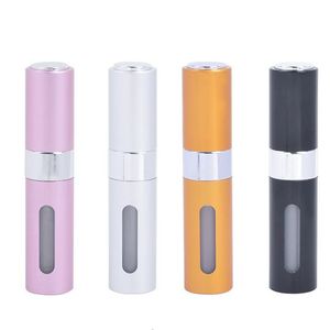100pcs/lot 8mlポータブルアルミニウム補充可能な香水ボトルは、噴霧器の空のパルファム化粧品ケースで回転できます。
