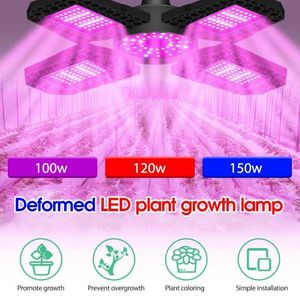 Grow Lights 150/120 / 100W LED pieghevole Grow Light E27 Spettro rosso e blu Hydroponics Phyto Lampada per piante da seme Fiore Indoor Growing Light P230413