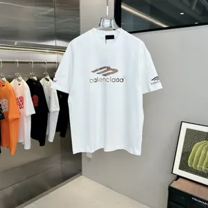 2024SS İlkbahar ve Yaz Yeni Yüksek Sınıf Pamuk Baskı Kısa Kol Yuvarlak Boyun Panel T-Shirt Boyutu M-L-XL-XXXXL RENK BAŞKA BEYAZ 78874