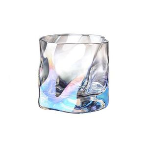 Glass Coffee Cup Origami Cup Twisted Flower Whisky Glass Transparent Beer Glass Water Cup Ins Style Creative Drinkware 030123