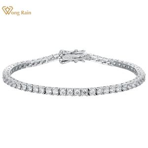 Chain Wong Rain Hip Hop Rock 925 Sterling Silver 2.5MM Created Gemstone Tennis Chain Bracelets For Men And Women Wholesale 230412