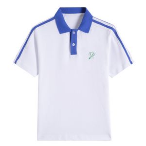 Детская мода универсальная новая потающая пота повседневная футболка для мальчиков с короткими рукавами дизайнерская футболка для девушки Polo, дизайнерская футболка, белая, синяя высота футболки 120-170см