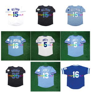 Bo Jackson George Brett KC TOurback Baseball koszulki Royals Carlos Beltran Alex Gordon Salvador Perez Mike Moustakas Hideo Nomo Dan Quisenberry Gibson Rozmiar S-4xl