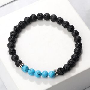 Strand Men Bracelet 6mm Natural Volcanic Rock Tiger Eye Stone Beads Bracelets Women Yoga Bangle Blue Turquoises Jewelry Hand Chain Gift