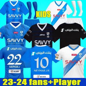 23 24 NEYMAR JR Al Nassr FC Ronaldo Futebol Jerseys Homens Crianças KitAl Hilal Uniforme Saudita CR7 Meninos Futebol Shiirt Benzema Fãs Jogador Versão Jersey 2023 2024 Arábia Saudita