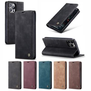 Business Magnetic Flip Wallet Case för iPhone 15 14 13 12 Mini 11 Pro XS Max X XR 8 7 Plus Se Leather Magnetic Closure Card Slots Holder Stand Telefonskydd Fall