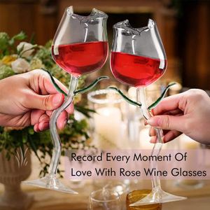 Tumblers Red Wine Goblet Cocktail Glasses 150400ml Rose Flower Shape Glass For Party Barware Drinkware 230413