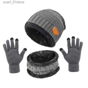 Ensembles de chapeaux et foulards Bonnet chaud et ample Kit de neige Tricot Crâne C Ensemble d'écharpe pour hommes Femmes Chapeau d'hiver Écharpe Gs Écran tactile Gs Circle ScarfL231113