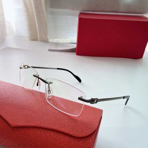 Luxury Ultra-Light Pure Titanium Rimless Gyeglass Frame Myopia Square Metal European and American Personality and Men Street Walking Fashion Glass