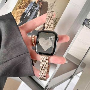 Andere Modeaccessoires Schlankes Armband für Apple Watch Metallband 8 7 41/45 mm Ultra 49 mm 38 42/44 40 Für iWatch Series 6 543 Luxus-Edelstahlarmband J230413