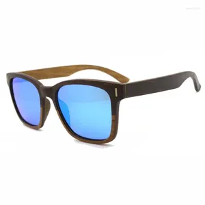 Sonnenbrille BerWer Quadratisches Holz Ebenholz Walnuss Holz Sonnenbrille Männer Polarisiert Vintage feminino