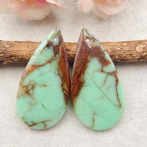 Gevşek taşlar doğal nugget chrysoprase küpe yarı değerli taşlar mücevher aksesuarları boncuklar pair35x17x4mm6.8g