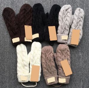 Vridna stickade handskar designer handskar mantens varma vinterhandskar för män och kvinnor solid färg höst vinter fleece utomhushandskar 5 färger