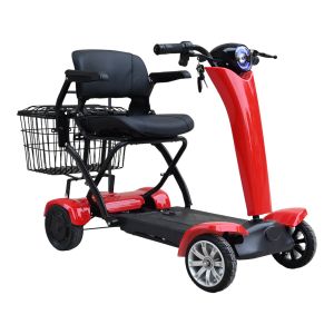 Scooter per disabili pieghevole automatico per disabili Adulti Scooter elettrico a quattro ruote Doppio motore da 500 W con telecomando