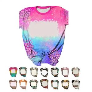Wholesale Sublimation Bleached Shirts Heat Transfer Blank Bleach Shirt Bleached Polyester T-Shirts US Men Women Party Supplies DIY FS9550 ss0413