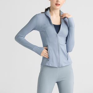 lu womens jacket yoga long leseves outfit solid sports shapingウエストタイトジャケットフィットネスルースジョギングスポーツウェアコート