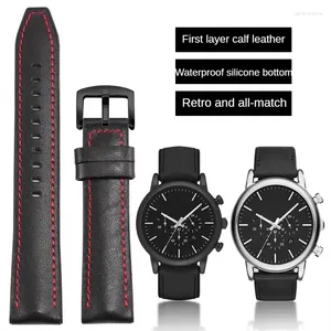 Watch Bands Leather Silicone Bottom Strap Replaces Black Samurai Series AR1970/1981/1828/60008 Quick Release Pin Clasp Watchband 20/22mm