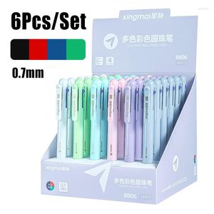 Creative 6pcs/Set 0,7 мм 4-в-1 красочные многофункциональные кнопки Ballpoint Pen Gift Gif