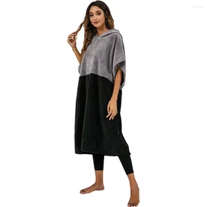 Indumenti da notte da donna Asciugamano da spiaggia extra large spesso con cappuccio che cambia veste Poncho da surf a contrasto di colore Asciugatura rapida in microfibra XCVDFW1