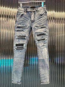 Jeans da uomo Europeo Jean Hombre Lettera Star Uomo Ricamo Patchwork Strappato Per Trend Marca Moto Pantalone Uomo Skinnythm8 921