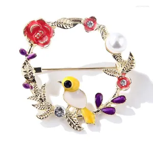Brooches Enamel Glaze Drops Fairy Tale Bird And Flower Corsage Brooch Apparel Accessory