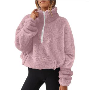 Maglioni da donna tinta unita moda casual tasca con cerniera pullover maglione senza cappello abiti da donna giacca intera felpe da donna