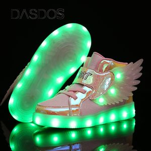 Sneakers Size 2737 Children's Led Shoes Boys Girls Lighted Sneakers Glowing Shoes for Kid Running Sport Breathable Casual Luminous Sole 230412