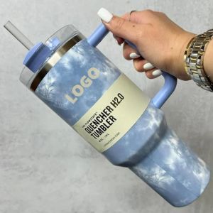 40OZ H2.0 Tie Dye Canecas Copos Copos de Aço Inoxidável Isolados Térmicos 40 Oz 2ª Geração com Tampa de Alça e Palha Carro de Grande Capacidade 1PC DHL GG1113