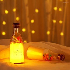 Luci notturne Creative Colorful Milk Bottle Sleeping Light USB Ricaricabile Smart Timing Ufficio Lettura Messaggio sul comodino della camera da letto