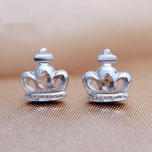 Ohrstecker Heilige glitzernde Krone Kreuz Platin PT950 Piercing für Frauen Dame weiblich gehobenen Büro Alltag Schmuck Geschenk