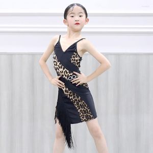Vestido de Fringe Stage para meninas salsa leopardo latino prática dançarina roupa de roupa de fantasia roupas de designer de roupas de dança dl7681
