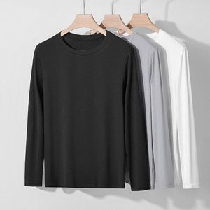 Men's T Shirts Skin-friendly Close-fitting Soft Spring Men's Basic Round Neck Base Shirt Solid Color Long Sleeve T-shirt Three-piece