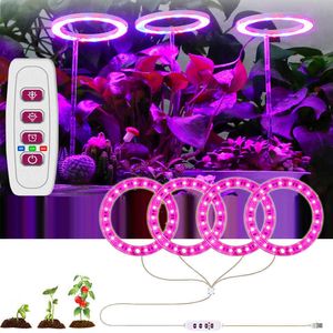 Grow Lights Angel Ring LED Grow Lights Full Spectrum LED GROW Lamps Growth Light Phytolamp för växter USB LED -lampa för inomhusväxtplantor P230413