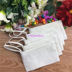 Confezione regalo Astucci per matite in tela bianca / beige con cerniera Astucci per penne Astucci per cosmetici in cotone Pochette per trucco per cellulare Organizzatore