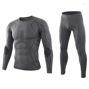 Intimo termico da uomo Set invernale da uomo Compressione in pile Asciugatura rapida Abbigliamento termico maschile Allenamento Ciclismo Mutande lunghe